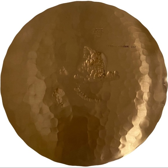 Vtg Solid Bronze Hand-Crafted Bobcat Plate Natale - Picture 3 of 7